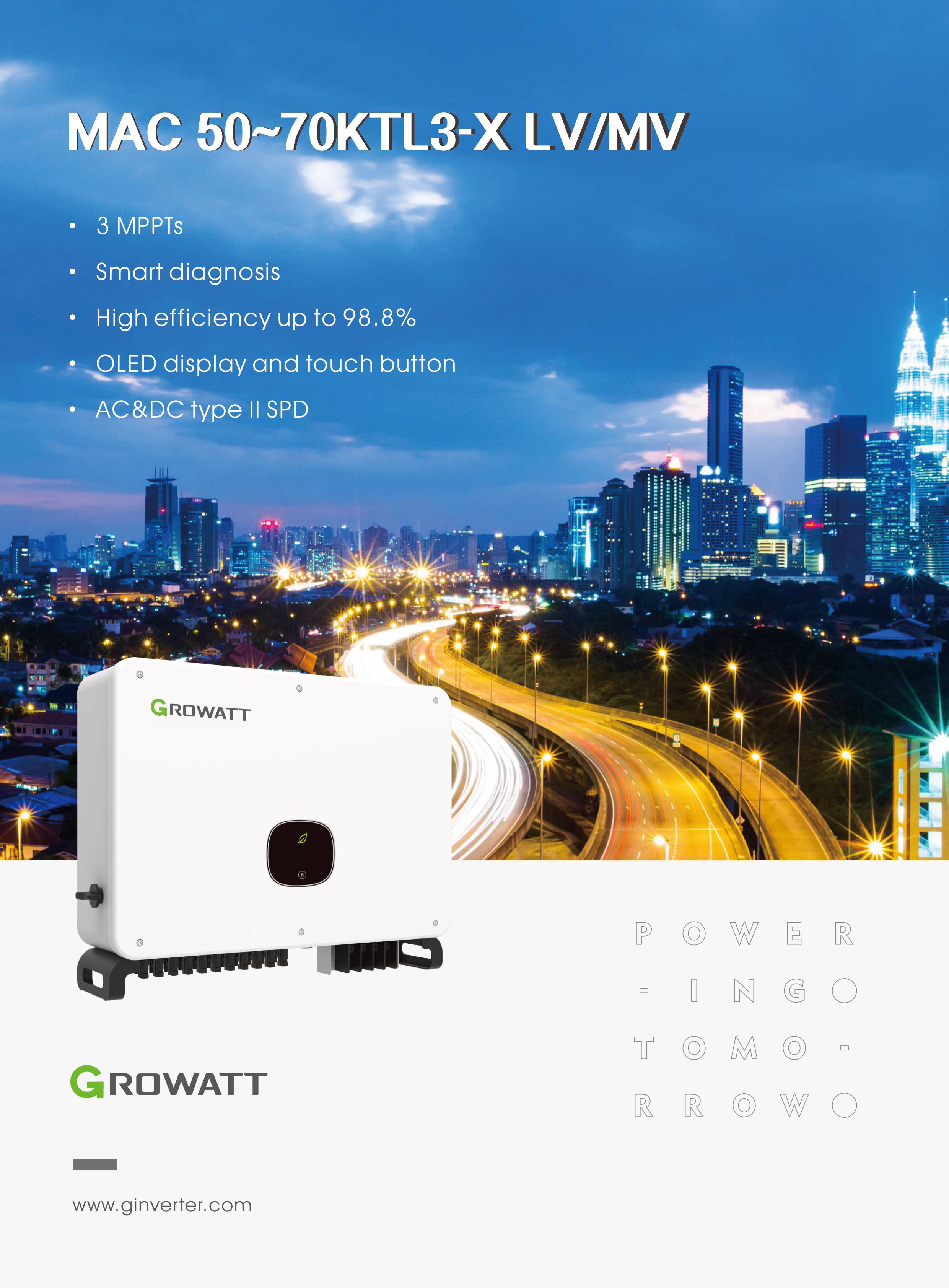 datasheet inverter hòa lưới Growatt MAC50KTL3-X 50KW