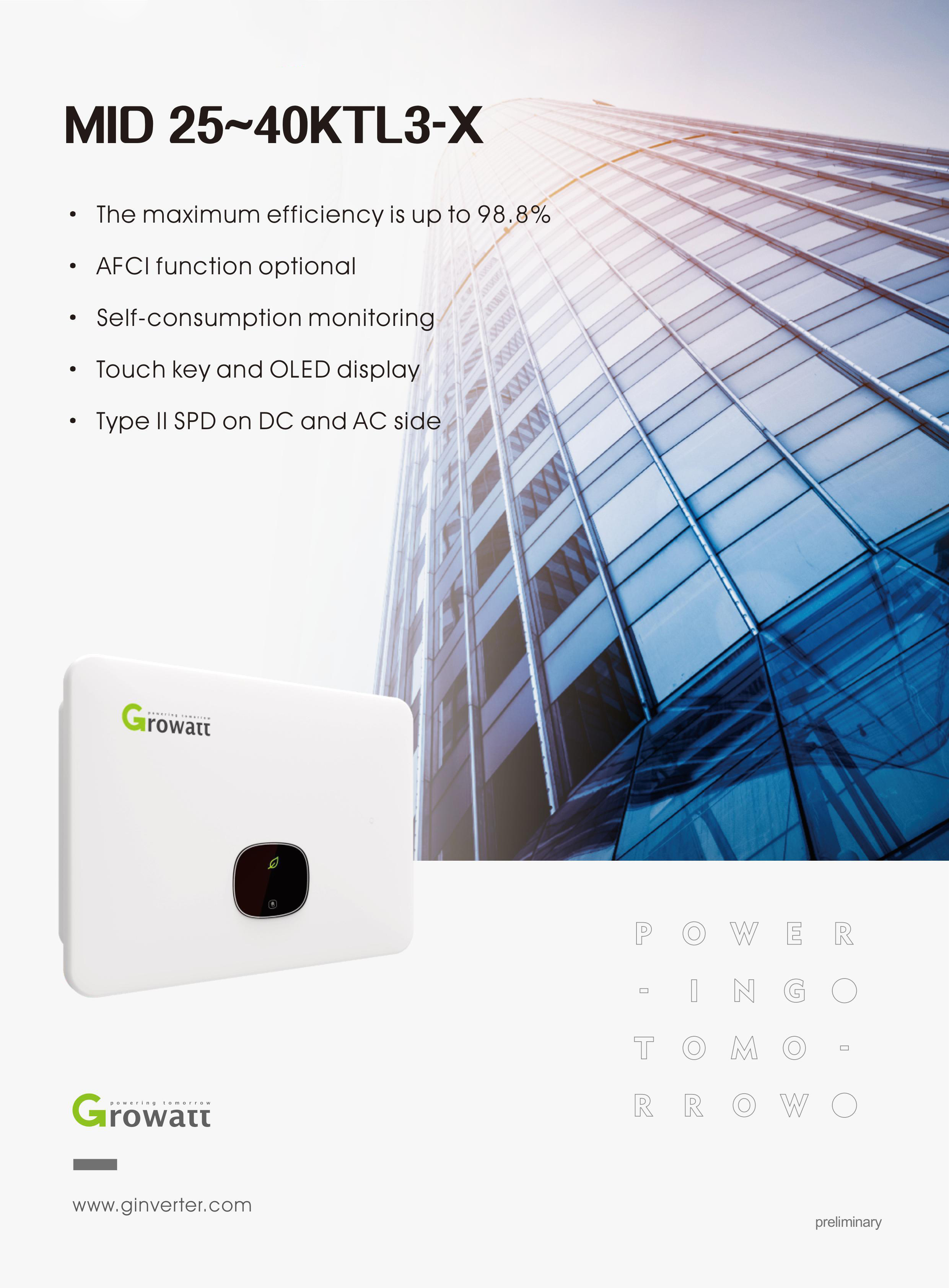 Datasheet Inverter Hòa Lưới Growatt MID 25-40KTL3-X
