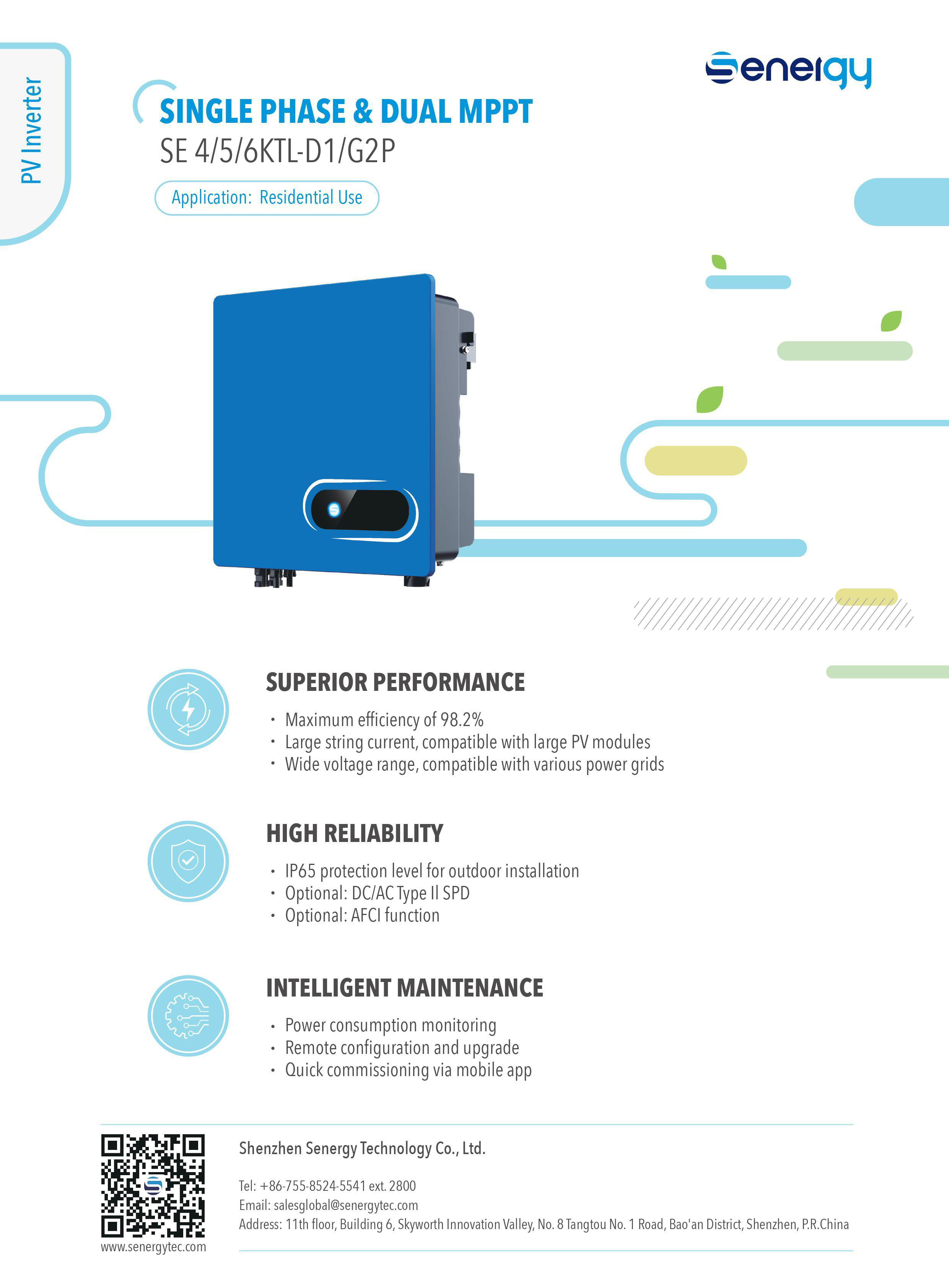Datasheet Inverter Hòa Lưới Bám Tải Senergy SE-4-6KTL-D1/G2P