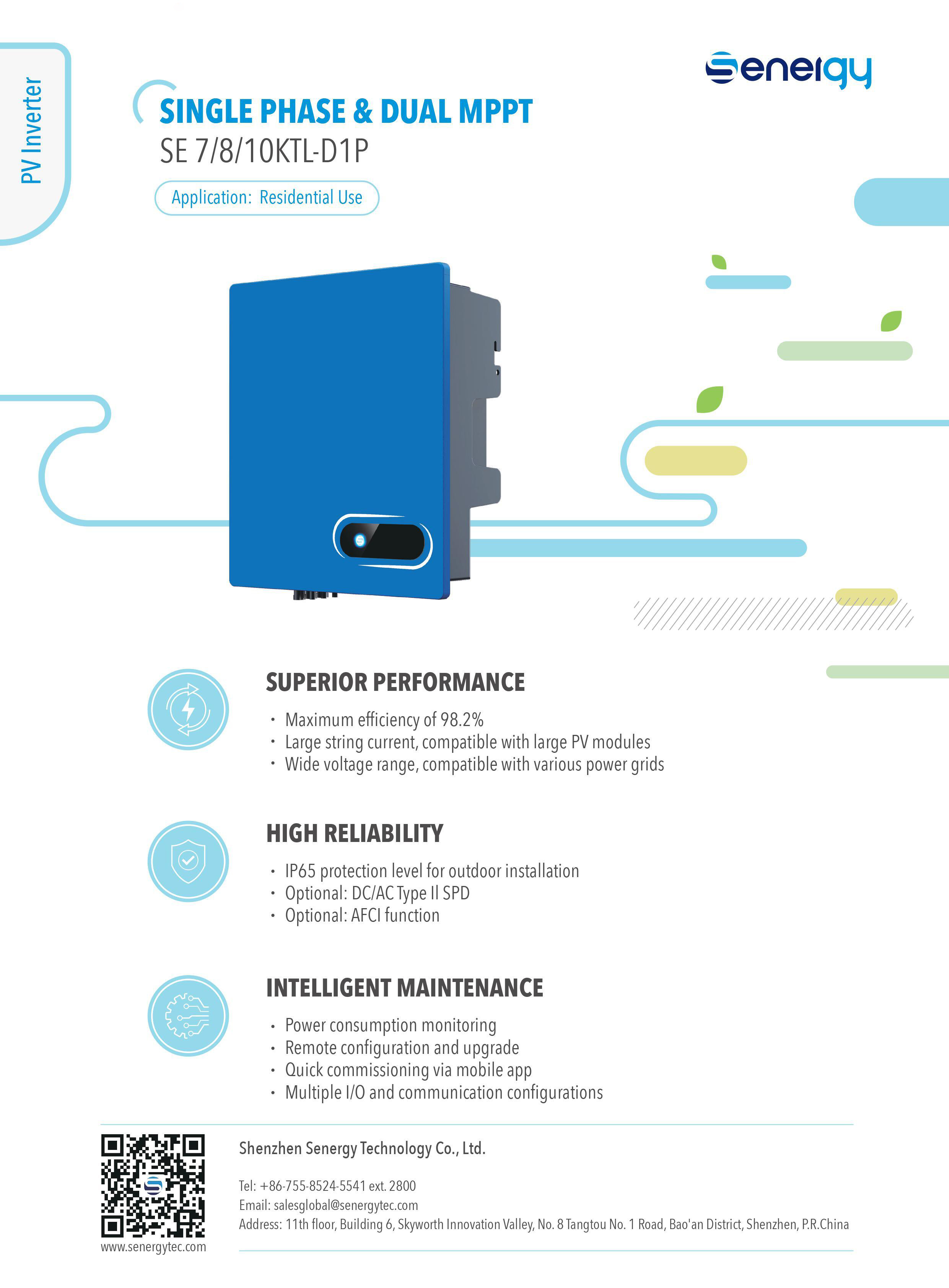 Datasheet Inverter Hòa Lưới Bám Tải Senergy SE-7-10KTL-D1P