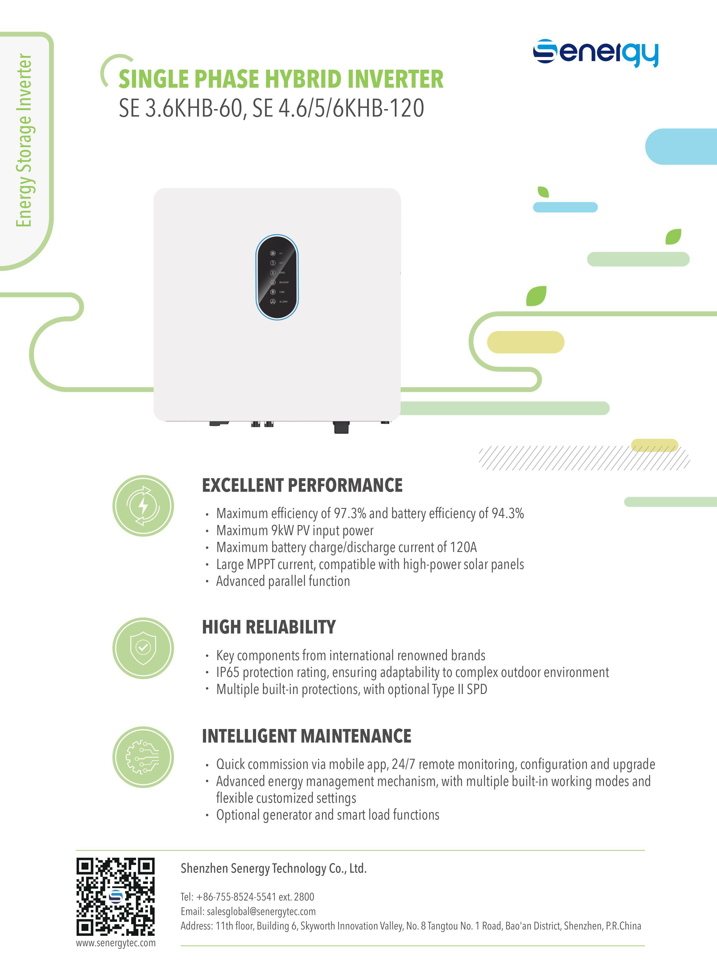 Datasheet Inverter Hybrid SENERGY SE-3-6KHB-120
