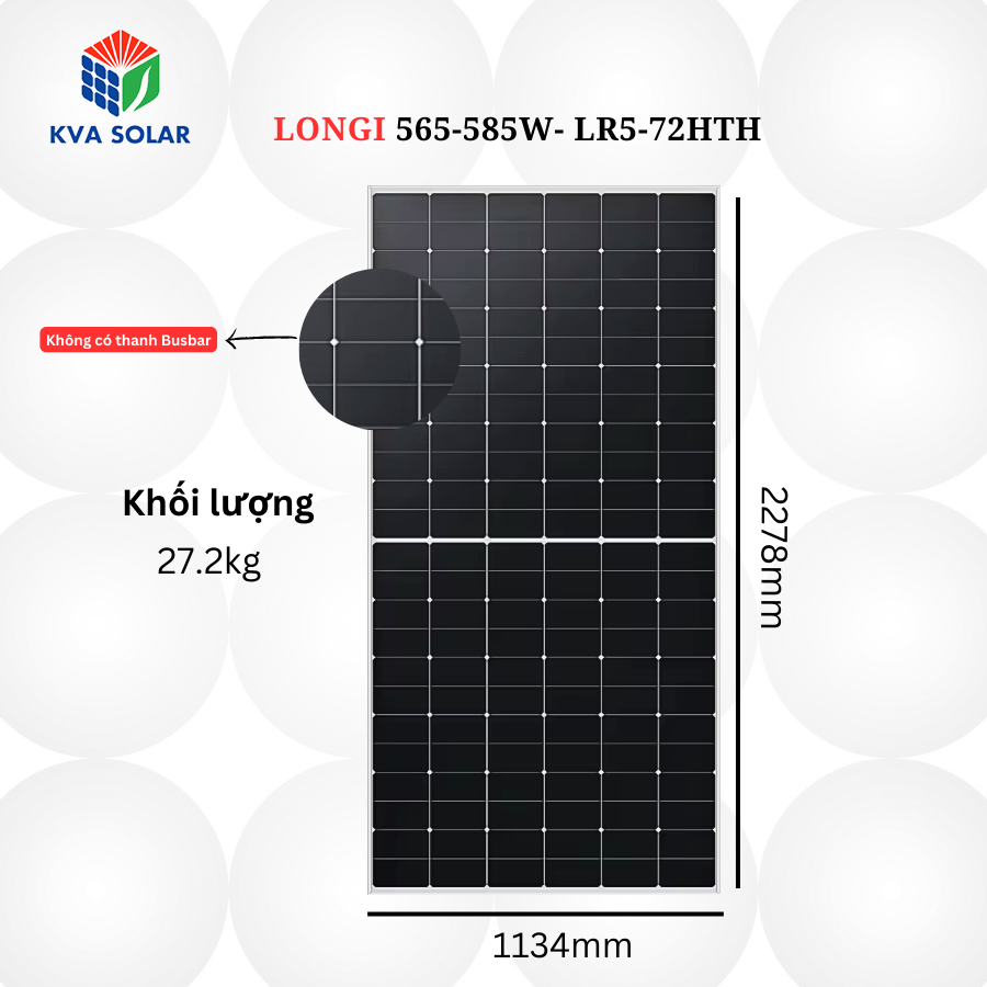 kích thước và cân nặng của tấm pin mặt trời LONGi Hi-Mo6 565~585M